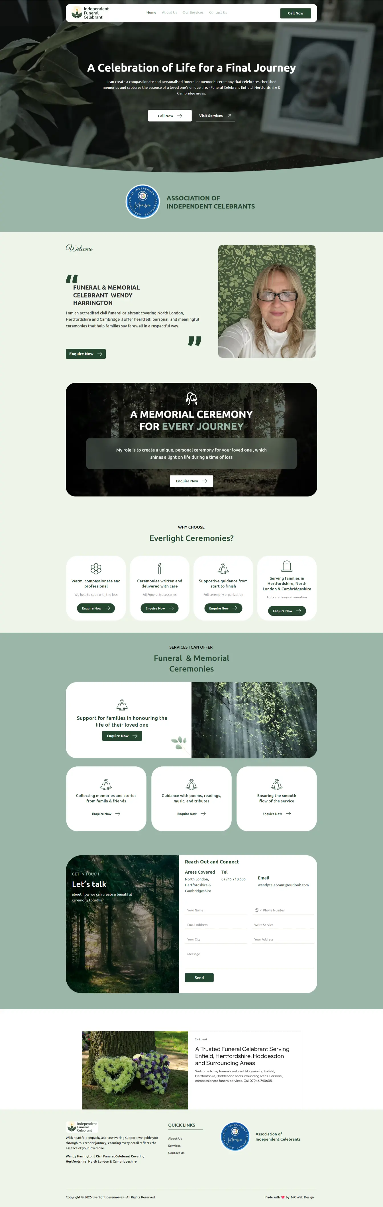 Funeral Celebrant Enfield — website by Websylime