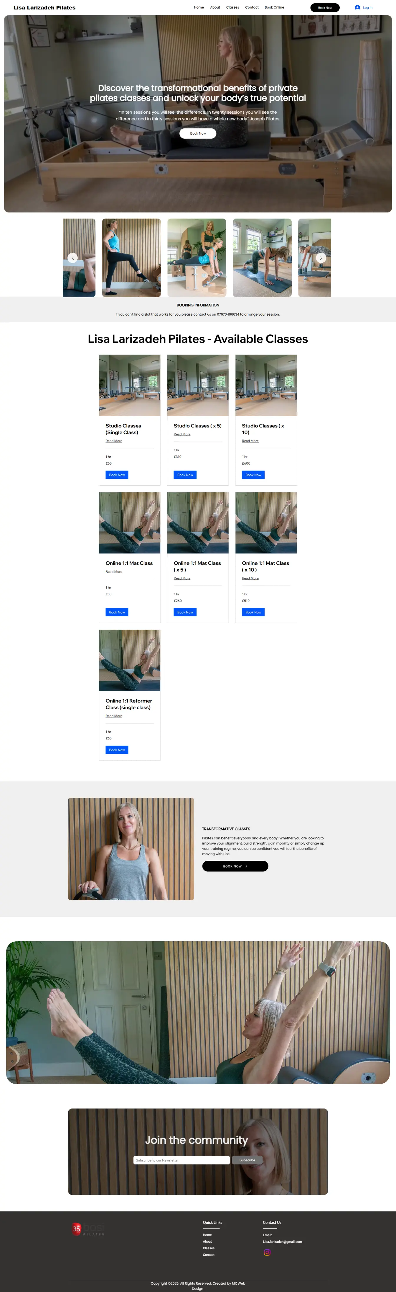Lisa Larizadeh Pilates — website by Websylime