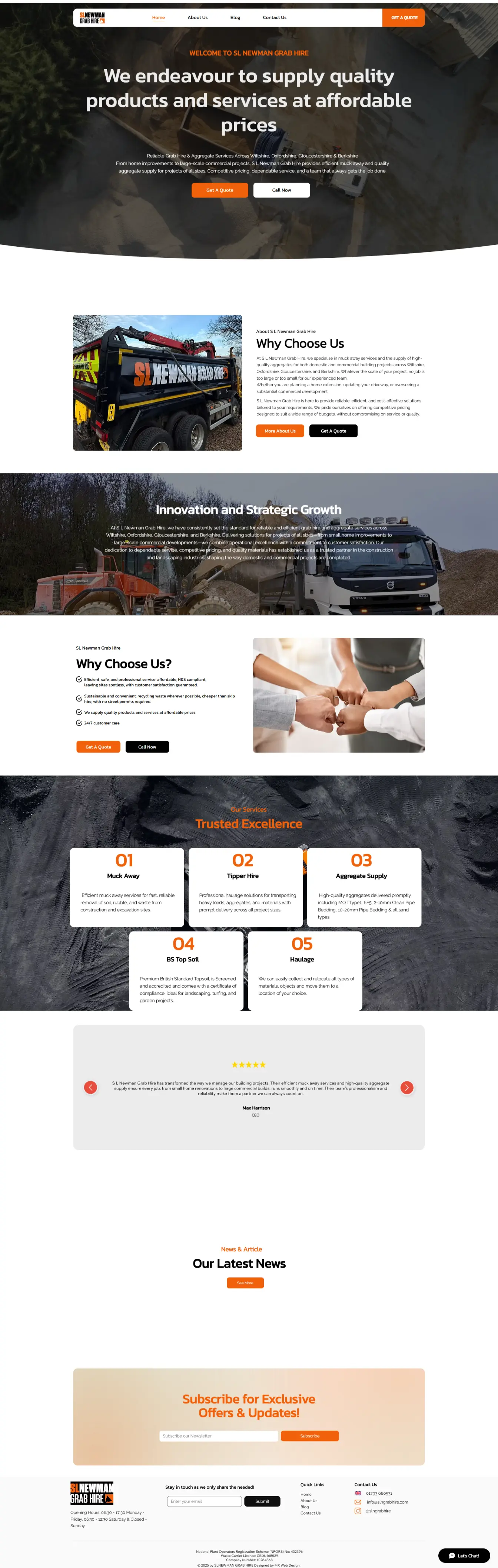 S L Newman Grab Hire — website by Websylime